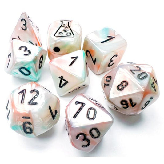 Lustrous: Poly - Sea Shell/Black Luminary (7 dice)