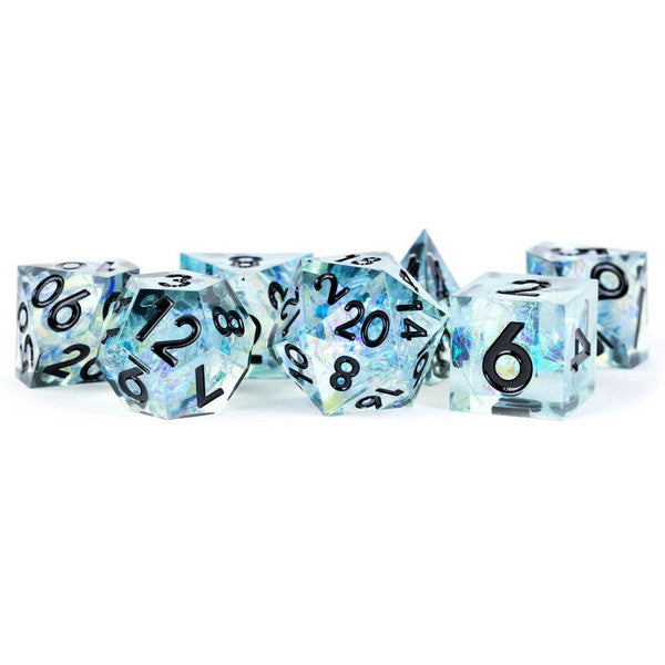 Handcrafted Sharp Edge Resin Dice Set - Captured Frost (7)