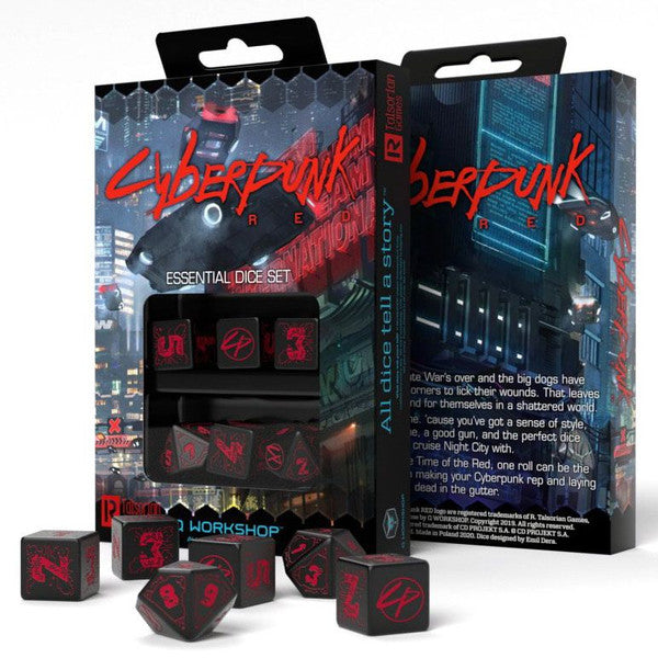 RPG Dice Set - Cyberpunk Red: Black & Red Essential Dice Set (7)