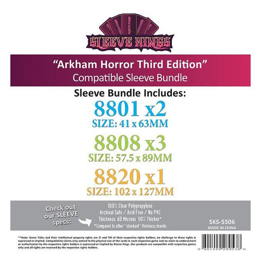 Sleeve Kings - Arkham Horror Third Edition Compatible Sleeve Bundle (660 sleeves)