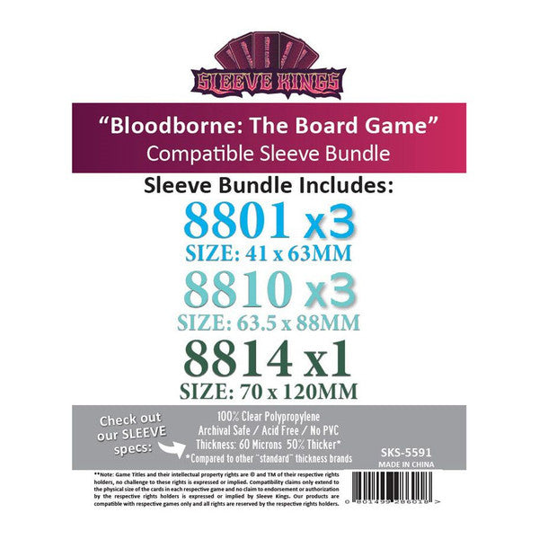 Sleeve Kings - Bloodborne: The Board Game Compatible Sleeve Bundle (770 sleeves)