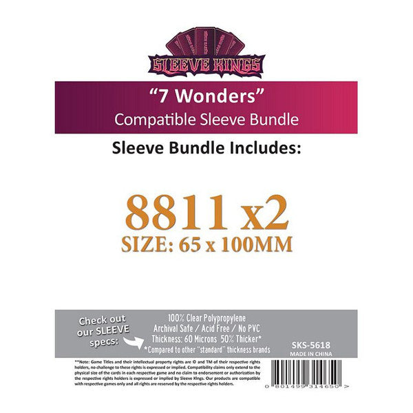 Sleeve Kings - 7 Wonders Compatible Sleeve Bundle (220 sleeves)