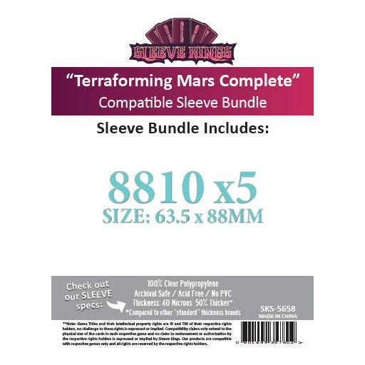 Sleeve Kings - Terraforming Mars Complete Compatible Sleeve Bundle (550 sleeves)