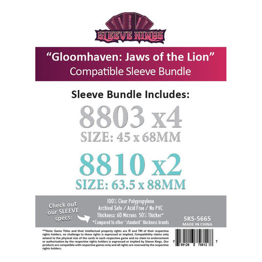 Sleeve Kings - Gloomhaven: Jaws of the Lion Compatible Sleeve Bundle (660 sleeves)