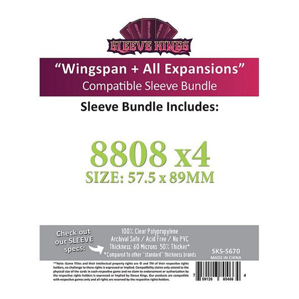 Sleeve Kings - Wingspan + All Expansions Compatible Sleeve Bundle (440 sleeves)