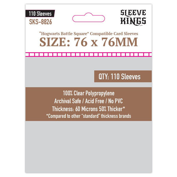 Sleeve Kings - Hogwarts Battle Square Compatible Sleeves (76 x 76 mm, 110 sleeves)