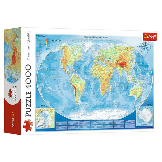 Large Physical Map of the World Puzzle (4000pc)