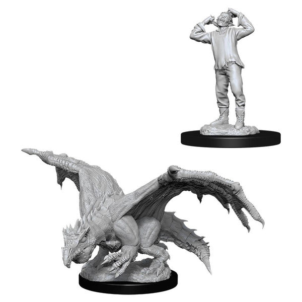 Nolzur's Marvelous Unpainted Miniatures - Green Dragon Wyrmling & Afflicted Elf
