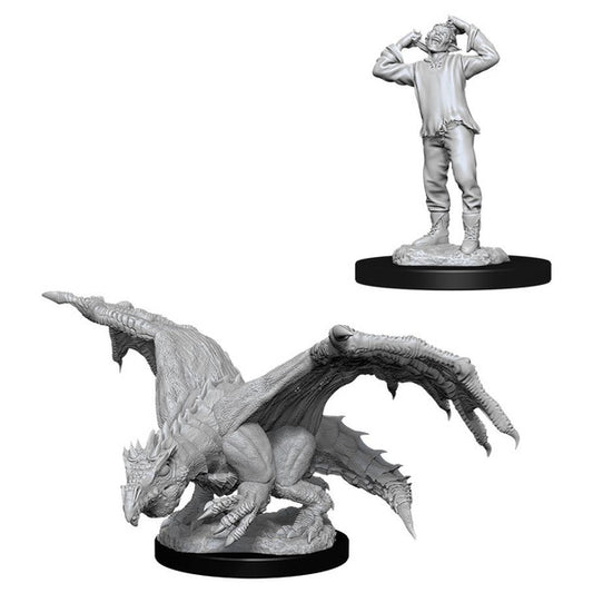 Nolzur's Marvelous Unpainted Miniatures - Green Dragon Wyrmling & Afflicted Elf