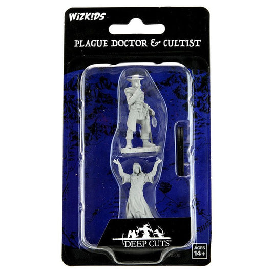 Wizkids: Deep Cuts Unpainted Miniatures - Plague Doctor & Cultist