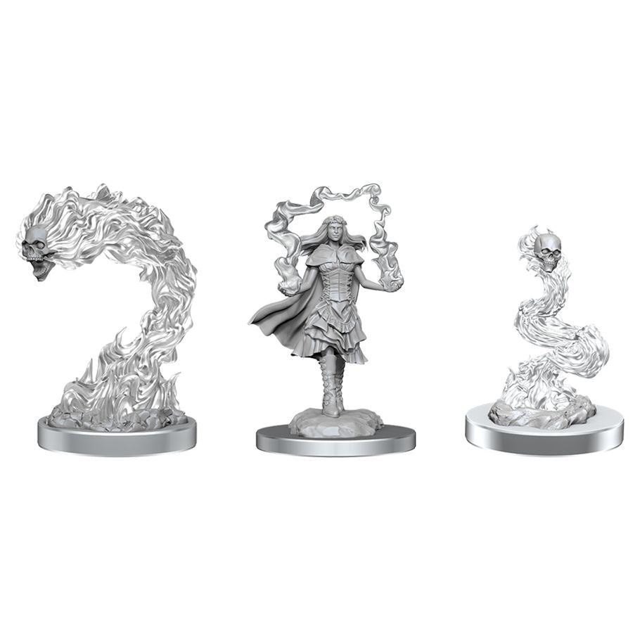 Nolzur's Marvelous Unpainted Miniatures - Dark Spellcaster & Flameskulls (90650)