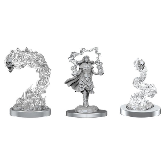 Nolzur's Marvelous Unpainted Miniatures - Dark Spellcaster & Flameskulls (90650)