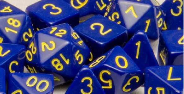 Opaque Poly DIce - Dark Blue w/ Gold Numbers (7)