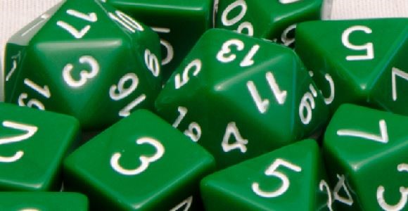 Opaque Poly DIce - Dark Green w/ White Numbers (7)