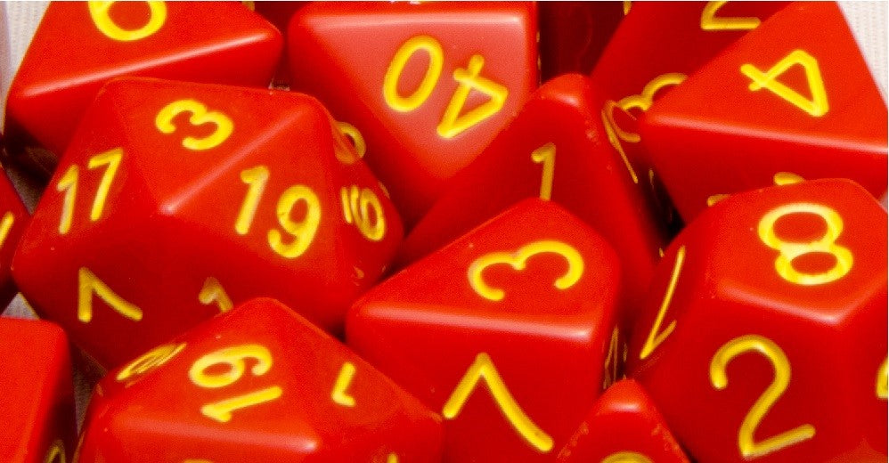 Opaque Poly DIce - Red w/ Gold Numbers (7)