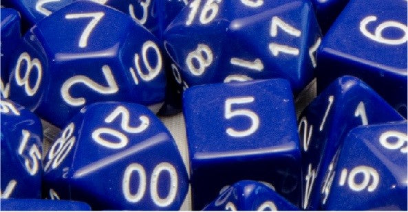 Opaque Poly DIce - Dark Blue w/ White Numbers (7)