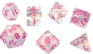 RPG Dice Set - White Cloud Pink Ink (7)