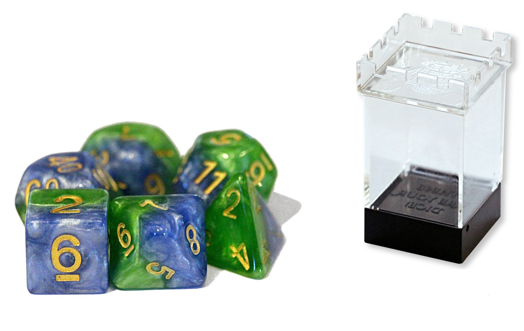 Halfsies Dice: Poly - Mother Earth w/ Upgraded Case (7)