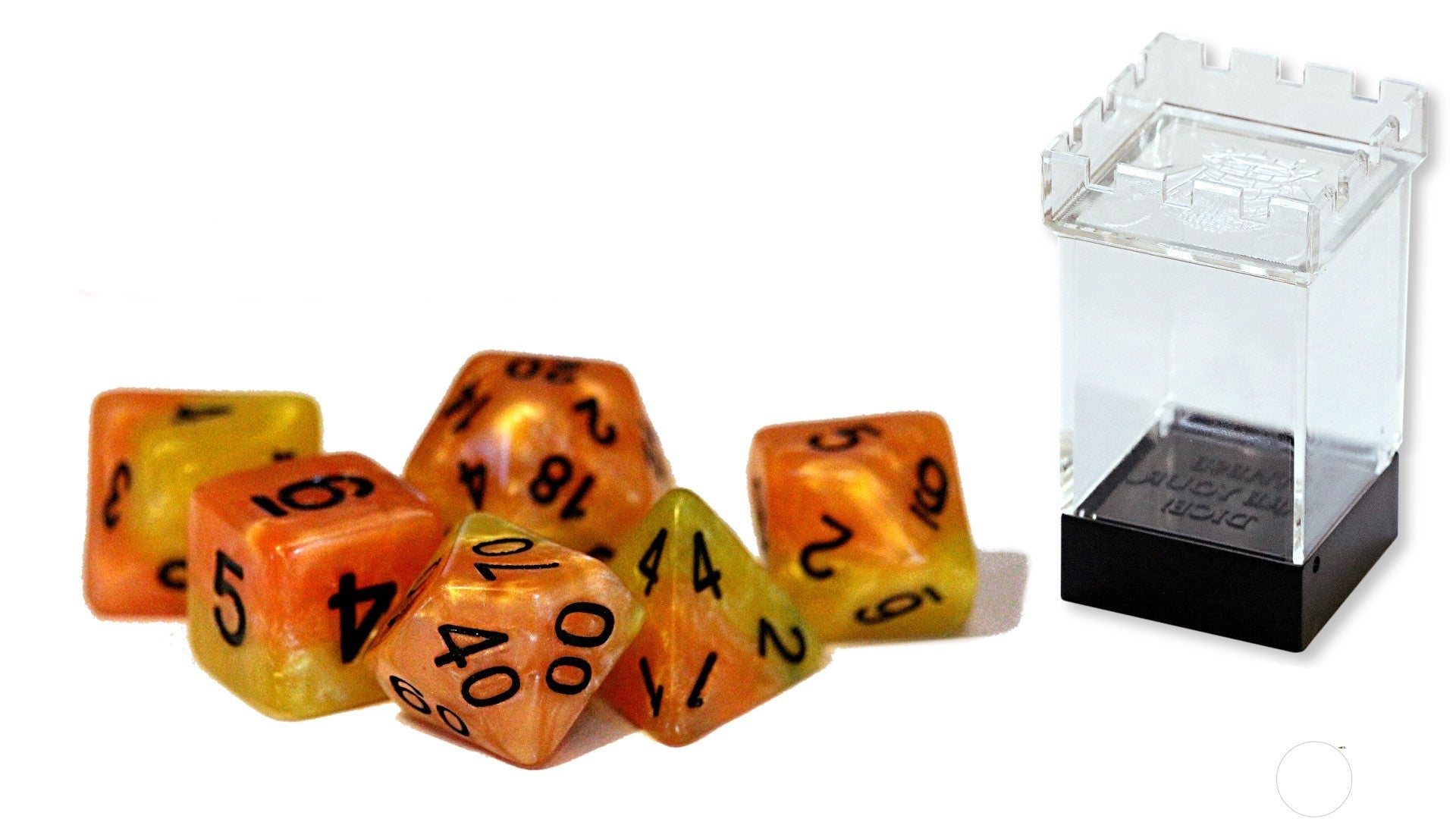 Halfsies Dice: Poly - Phoenix w/ Upgraded Case (7)