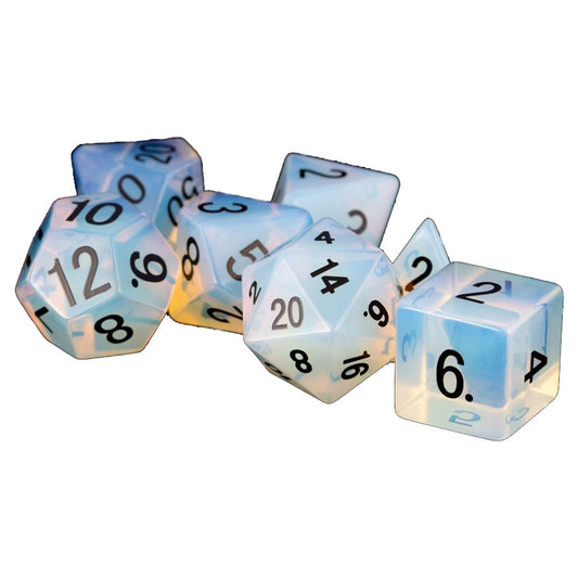 16mm Stone Dice Poly Set - Opalite (7)