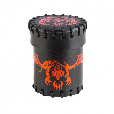 Leather Dice Cup - Flying Dragon Black / Red