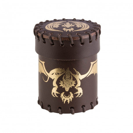 Leather Dice Cup - Flying Dragon Gold / Brown