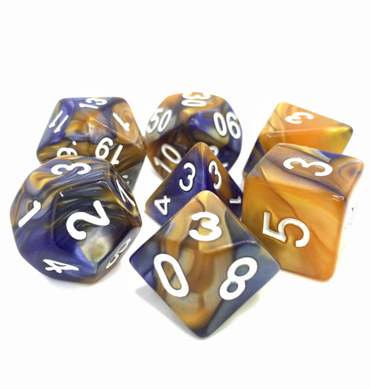 Dargon's Dice - Midnight Sun: Dark Blue/Gold Fusion