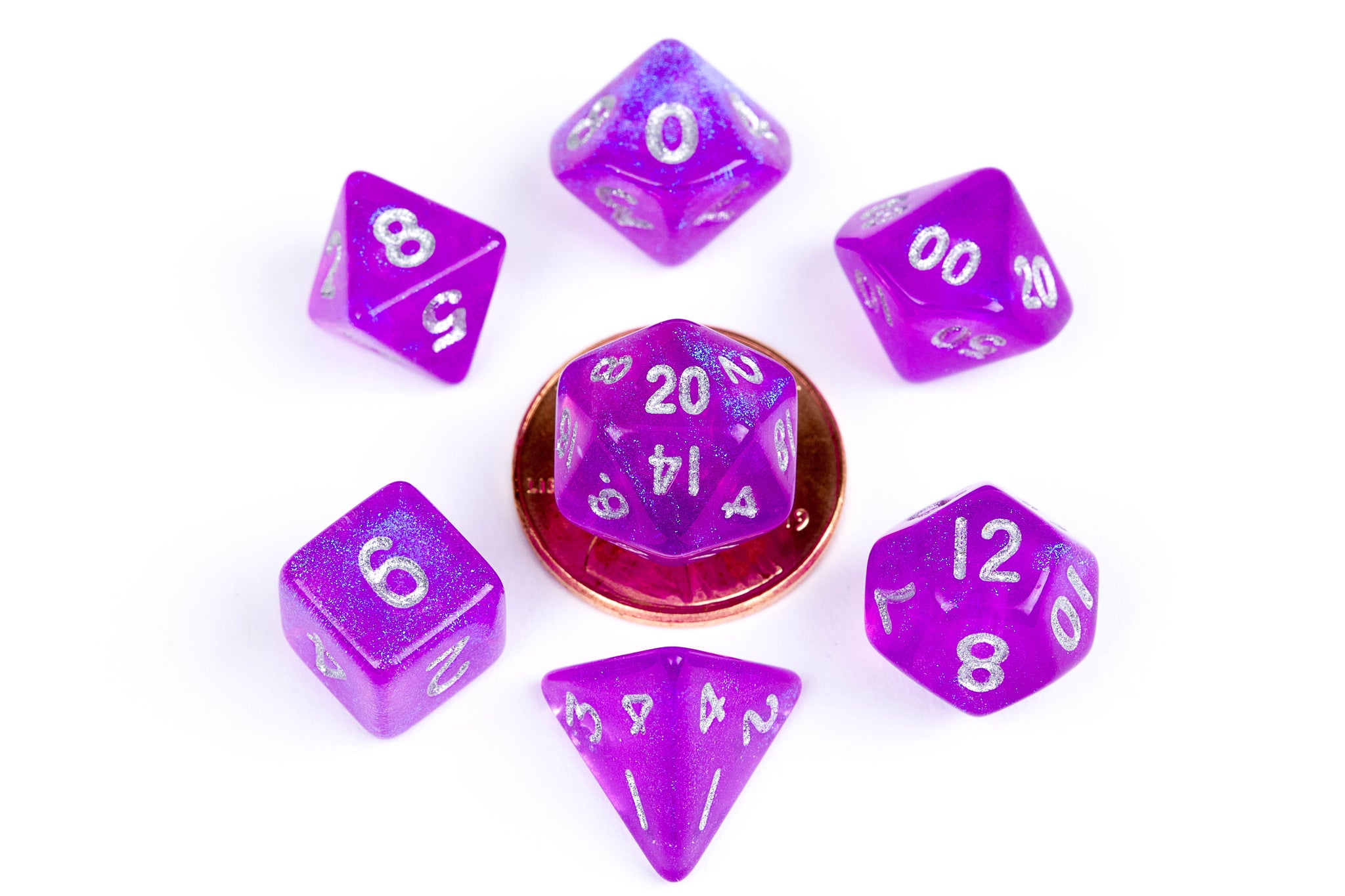 Mini Poly Dice Set - Stardust Purple