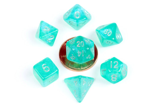 Mini Poly Dice Set - Stardust Turquoise