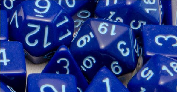 Opaque Poly DIce - Dark Blue w/ Light Blue Numbers (7)