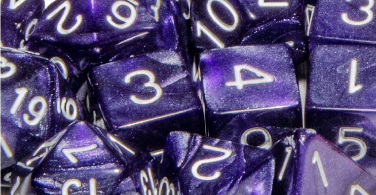 Marble Poly Dice - Purple w/ White Numbers (7)