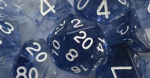 Diffusion Poly Dice - Blue Ink w/ White Numbers (7)