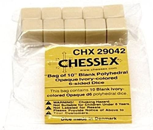 Opaque: Poly - Ivory Blank D6 Bag of Dice (10)