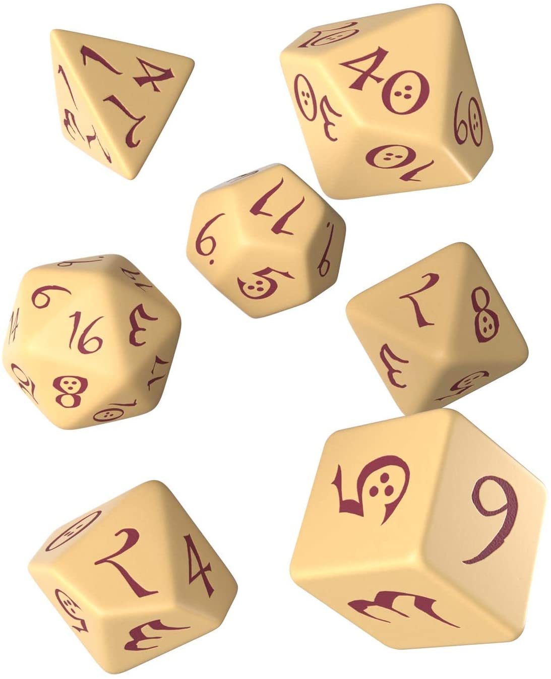 RPG Dice Set - Classic: Beige & Burgundy (7)