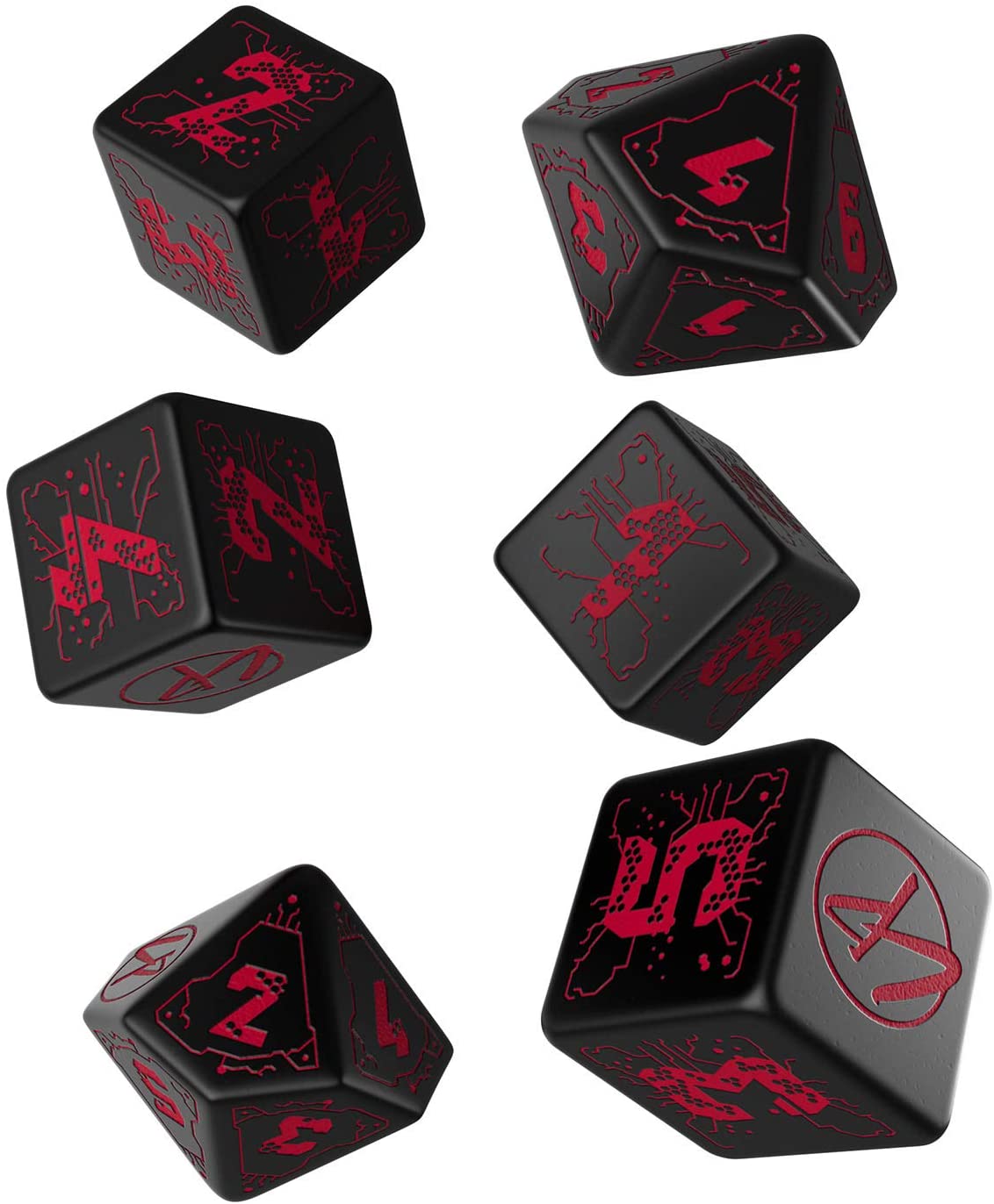 RPG Dice Set - Cyberpunk Red: Black & Red Essential Dice Set (7)