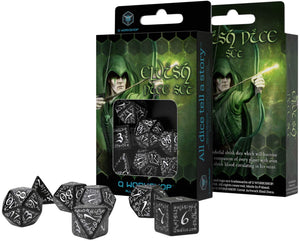 RPG Dice Set - Elvish: Black & White (7)