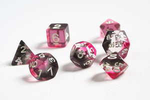 RPG Dice Set - Pink Clear Black Resin (7)