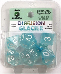 Diffusion Poly Dice - Glacier w/ White Numbers (7)