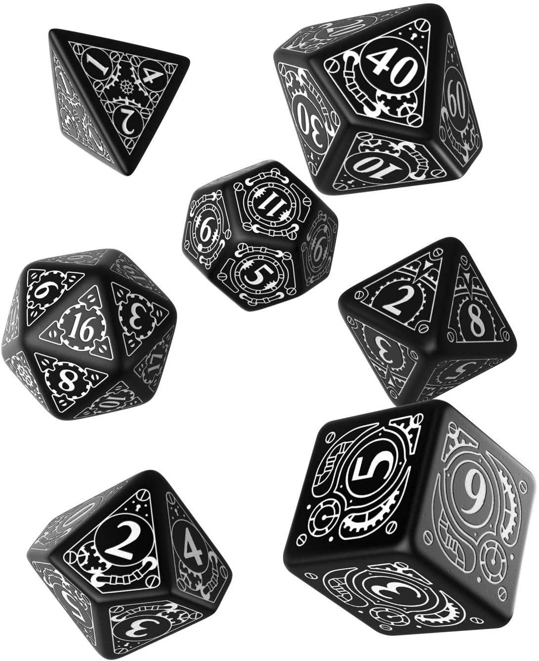 RPG Dice Set - Steampunk: Black & White (7)
