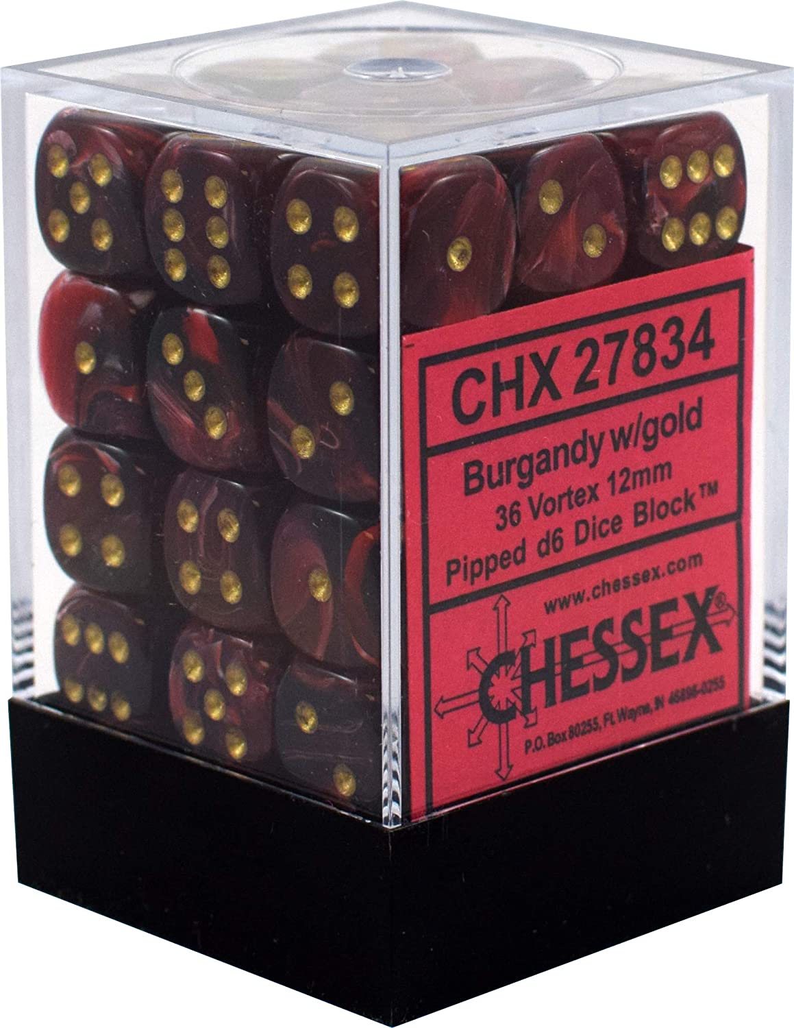 Vortex: 12mm D6 - Burgundy/Gold (36)