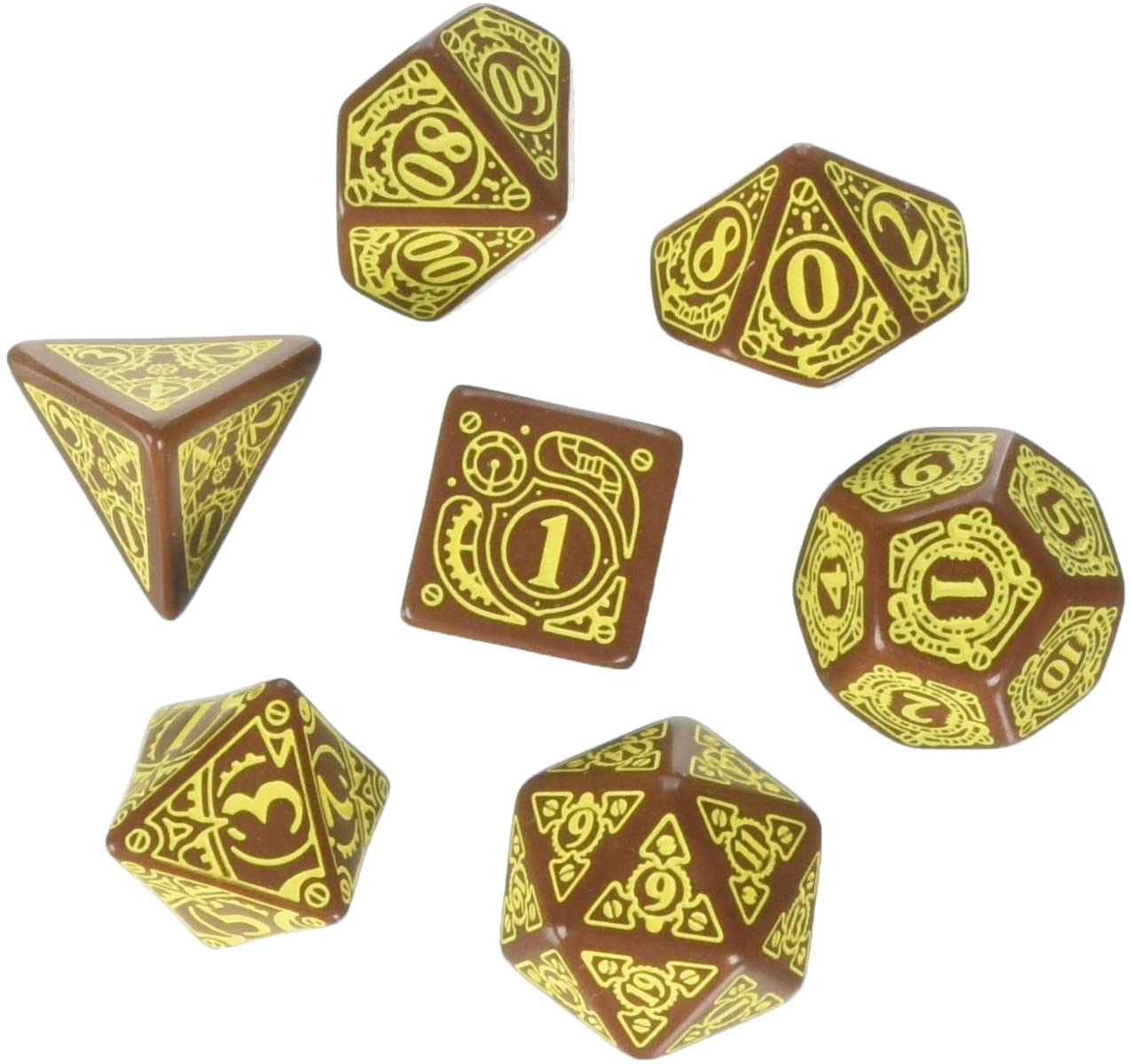 RPG Dice Set - Steampunk: Brown & Yellow (7)