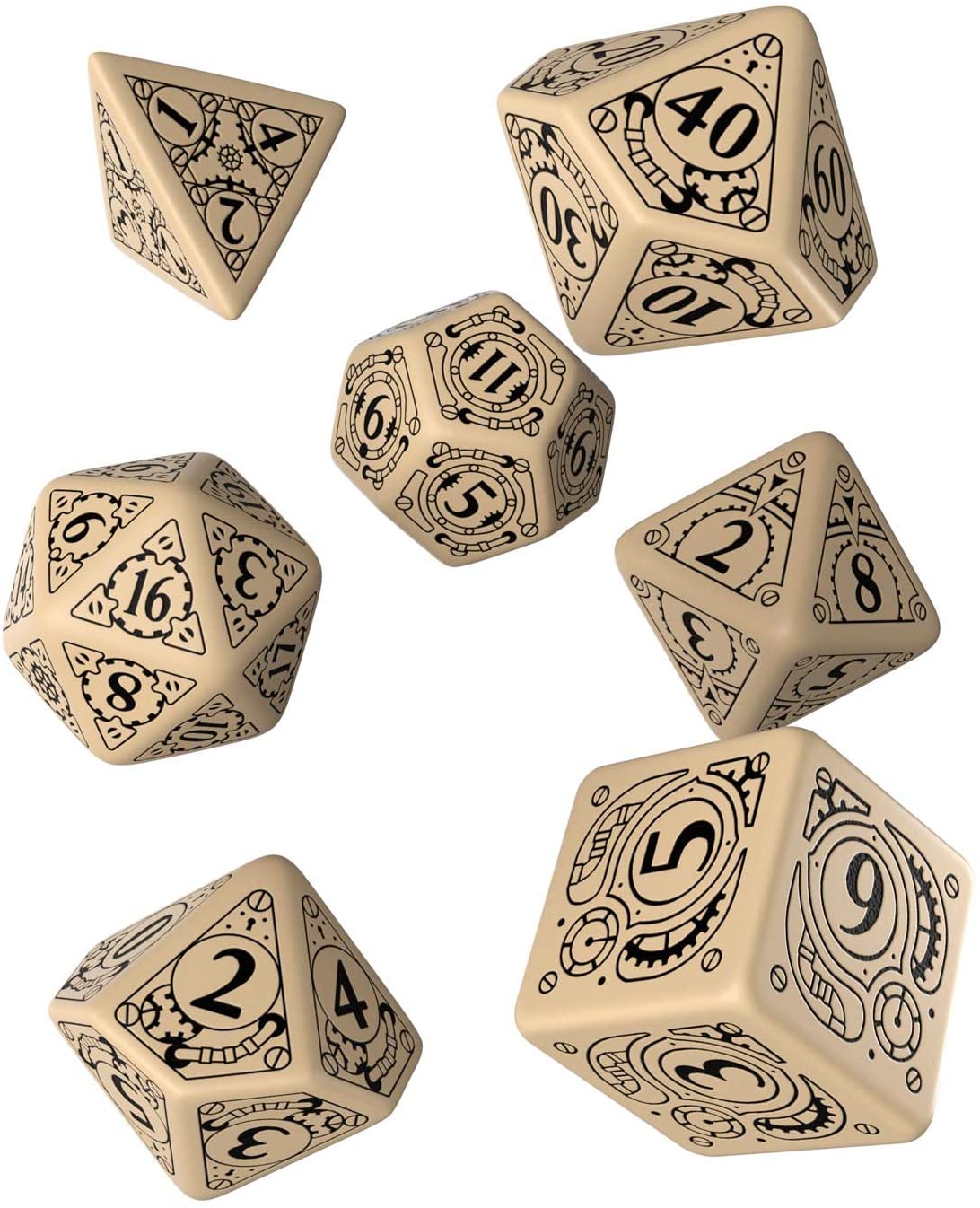 RPG Dice Set - Steampunk: Beige & Black (7)