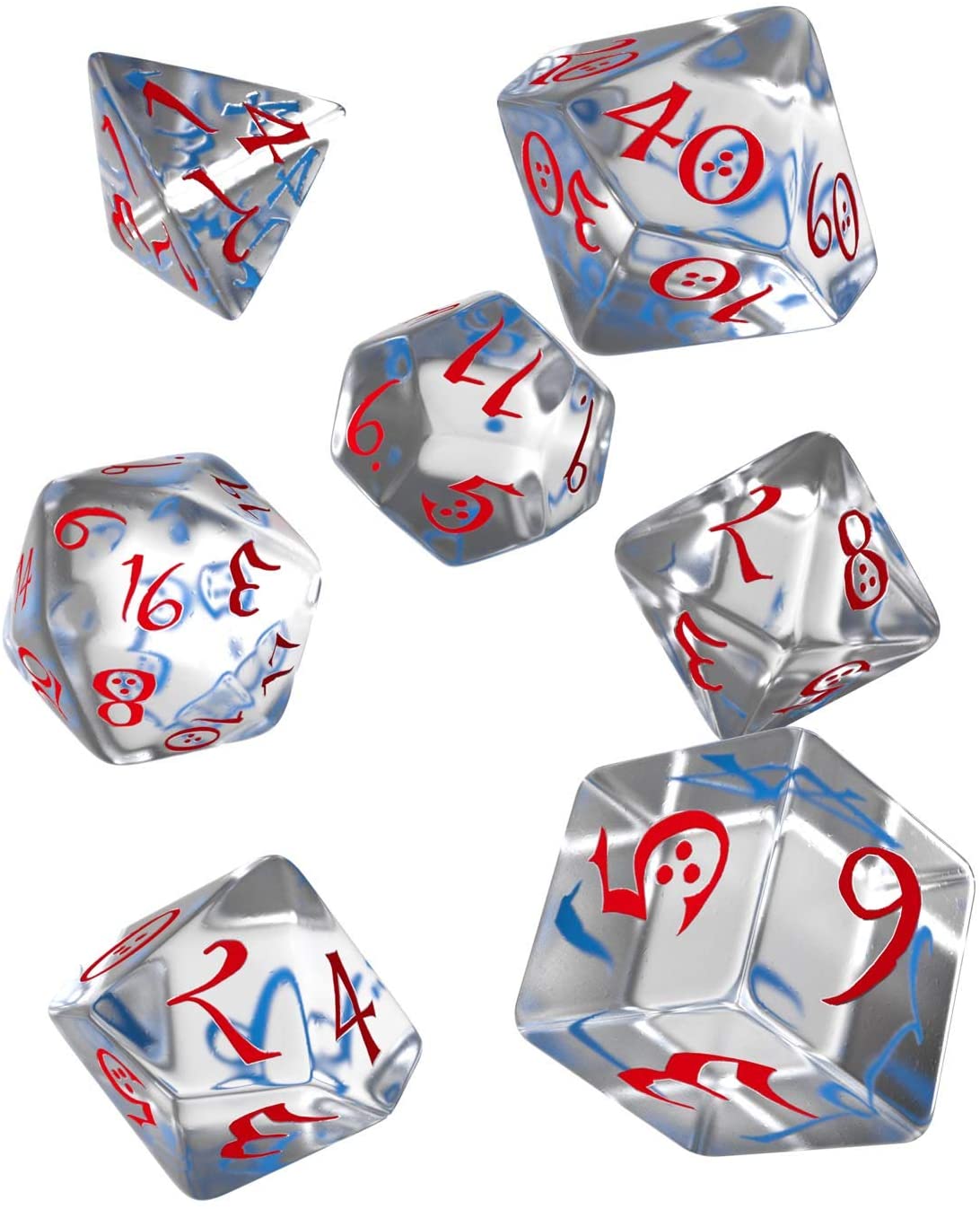 RPG Dice Set - Classic: Translucent & Red (7)