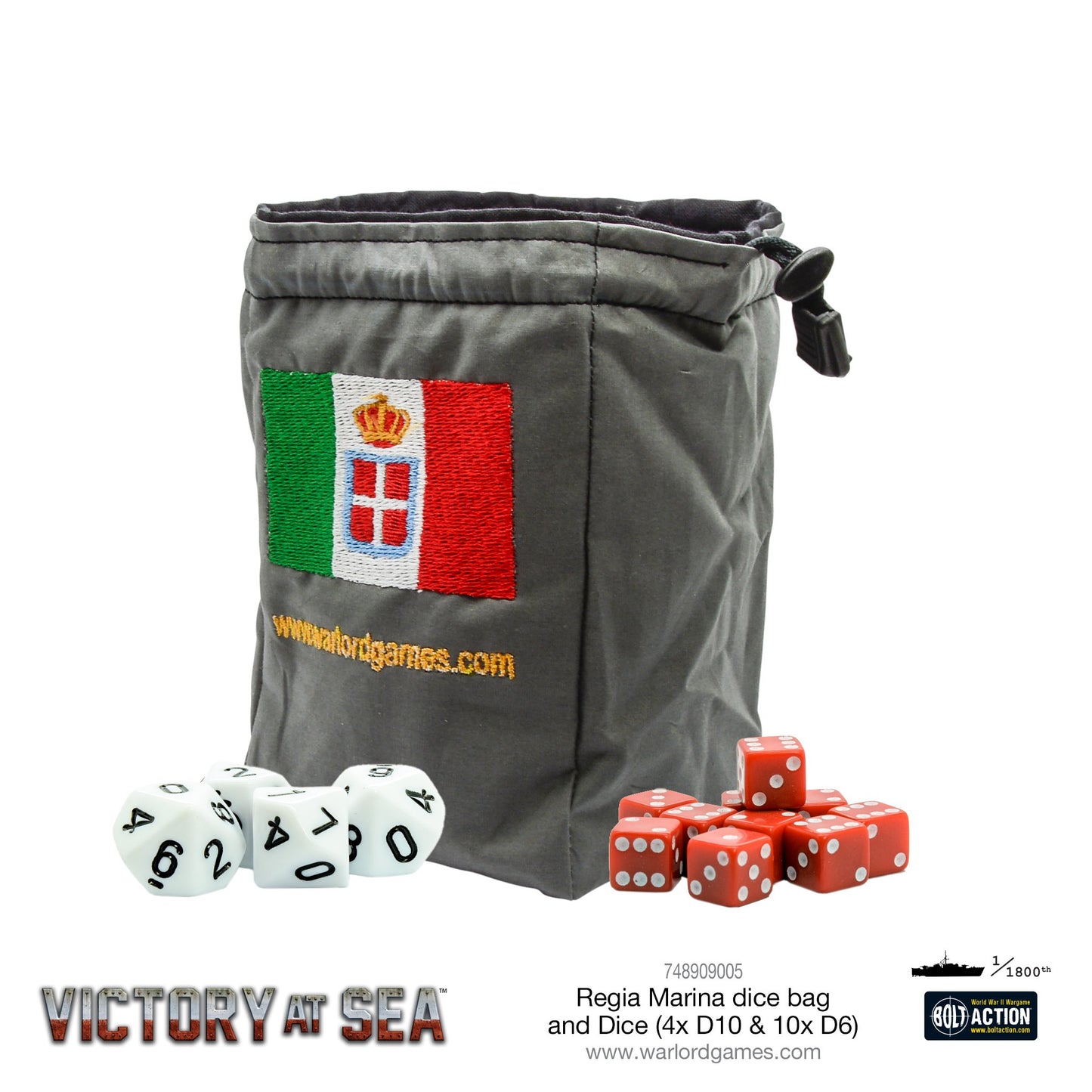 Victory at Sea - Regia Marina Dice & Dice Bag