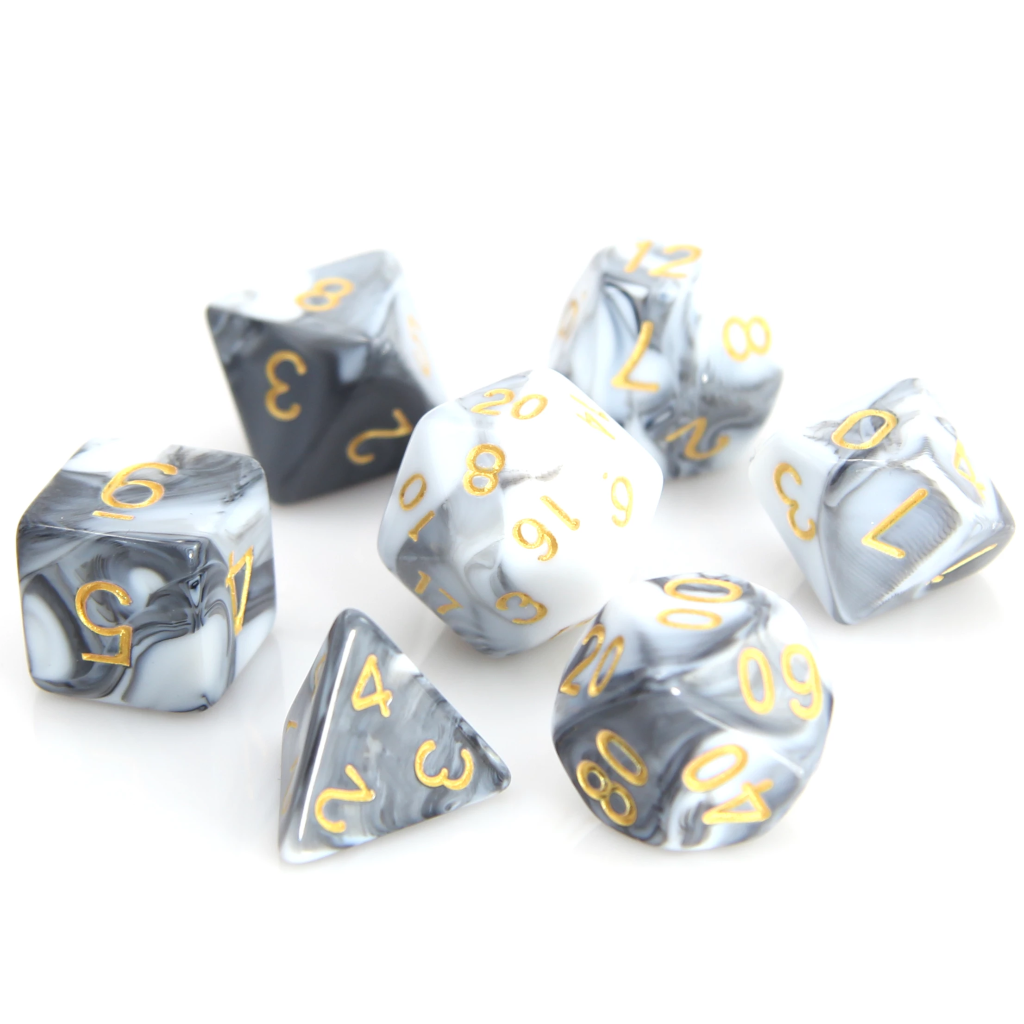 RPG Set - White/Black Marble