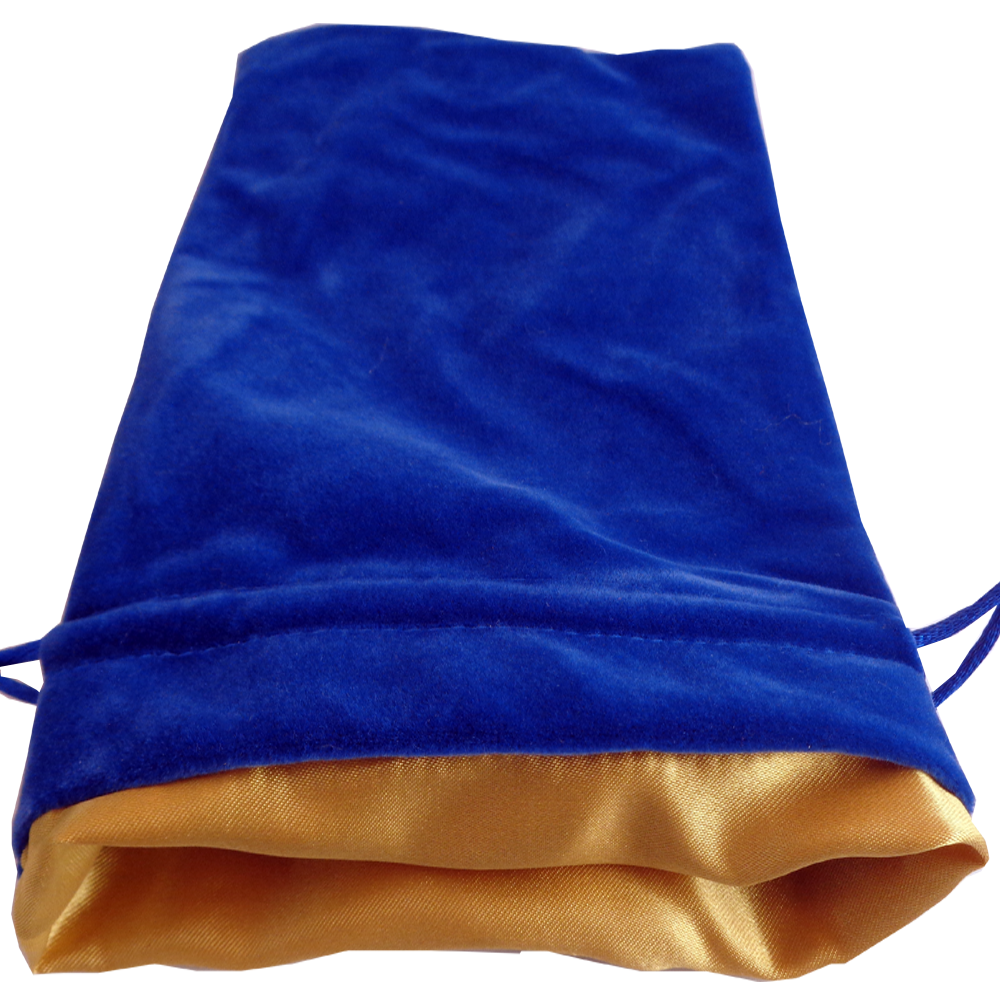 4" x 6" Dice Bag - Blue Velvet  w/ Gold Satin Lining