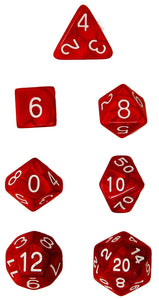 Marble Poly Dice - Red w/ White Numbers (7)