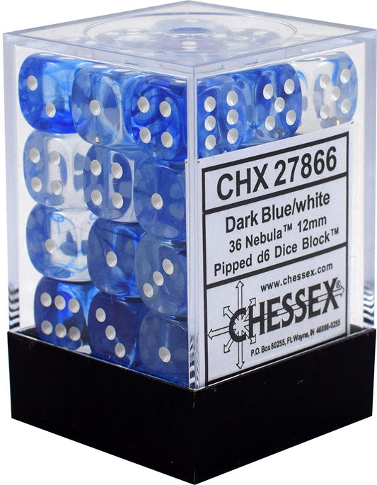 Nebula: 12mm D6 - Drk Blue/White/Black (36)