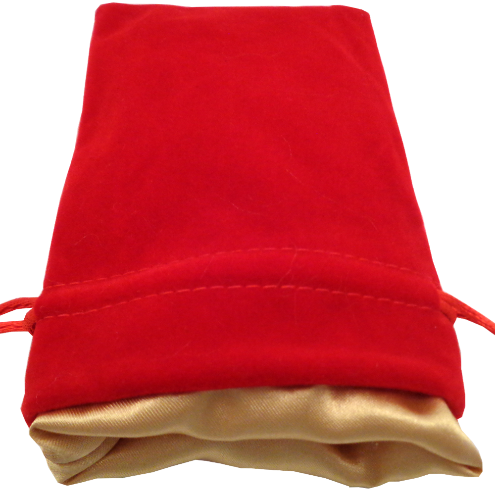 4" x 6" Dice Bag - Red Velvet  w/ Gold Satin Lining