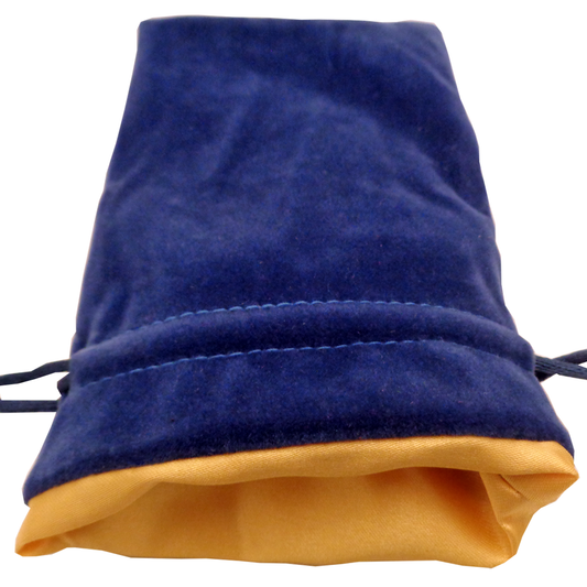 6" x 8" Large Dice Bag - Blue Velvet  w/ Gold Satin Lining